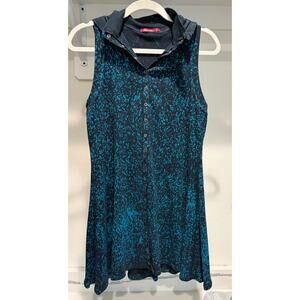 Barbara Lesser Women's Button Up Sleeveless Cardigan Hoodie Jacket‎ Size S Blue
